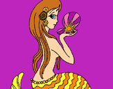 Disegno Sirena e perla  pitturato su Carly