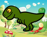 Disegno Giovane Tirannosauro rex pitturato su zeno
