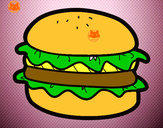 Disegno Hamburger con lattuga pitturato su massimilia