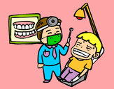 Disegno Dentista con paziente pitturato su safacolora
