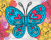 Disegno Mandala farfalla pitturato su ludo-giuly