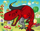 Disegno Tyrannosaurus Rex arrabbiata pitturato su Acarcol