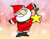 Disegno Babbo Natale con stella pitturato su alessio07