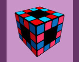 Disegno Cubo di Rubik pitturato su blake