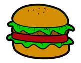 Disegno Hamburger con lattuga pitturato su blake
