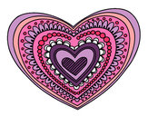 Disegno Mandala cuore pitturato su gabriel