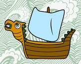 Disegno Drakken, barca vikinga  pitturato su ketty10