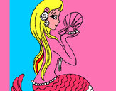 Disegno Sirena e perla  pitturato su anja