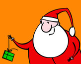 Disegno Babbo Natale con un regalo pitturato su jacopoegem