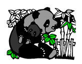 Disegno Mamma panda  pitturato su chicco
