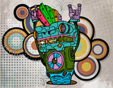 Disegno Robot Rock and roll pitturato su marcocatan