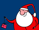 Disegno Babbo Natale con un regalo pitturato su margherita
