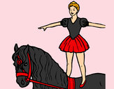 Disegno Trapezista in groppa al cavallo pitturato su mecy