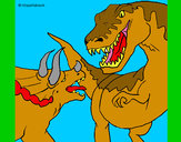 Disegno Lotta di dinosauri  pitturato su Gabriel07