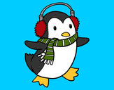 Disegno Pinguino con la sciarpa pitturato su FILIPPO31