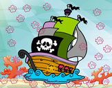 Disegno Nave dei pirati pitturato su matti
