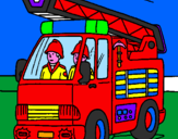 Disegno Camion dei Pompieri  pitturato su VERONICA 