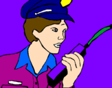 Disegno Polizia con il walkie talkie pitturato su carla e alice