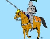 Disegno Cavallerizzo a cavallo  pitturato su edo bolpa