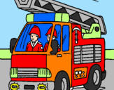 Disegno Camion dei Pompieri  pitturato su christian