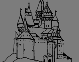 Disegno Castello medievale  pitturato su dario maria