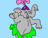 Disegno Elefante che balla  pitturato su caterina 