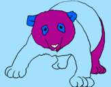 Disegno Orso panda  pitturato su cacca giulia