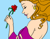 Disegno Principessa con una rosa pitturato su titty