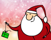 Disegno Babbo Natale con un regalo pitturato su andrea2010