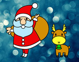 Disegno Babbo Natale e una renna pitturato su STEFANOFIA