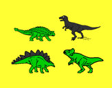 Disegno Dinosauri di terra  pitturato su mariootta