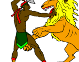 Disegno Gladiatore contro un leone pitturato su Lara Menegolla