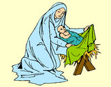Disegno Nascita di Gesù Bambino pitturato su Bellezza