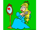 Disegno Principessa con lo specchio  pitturato su estrelias