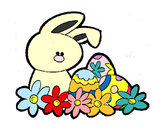 Disegno Coniglietto di Pasqua  pitturato su sorcio