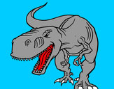 Disegno Tyrannosaurus Rex arrabbiata pitturato su zeljko