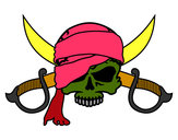Disegno Simbolo pirata pitturato su cicognetto