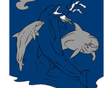Disegno Delfini che giocano  pitturato su juventus 