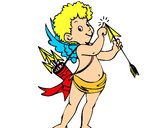 Disegno Cupido  pitturato su samell