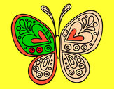 Disegno Mandala farfalla pitturato su cicognetto