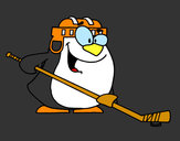Disegno Pinguino giocare a hockey pitturato su dudu2013