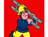 Disegno Pompiere  8 pitturato su rosamsic