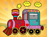 Disegno Locomotiva a vapore pitturato su pippi