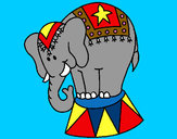 Disegno Elefante in scena  pitturato su miroschika