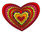 Disegno Mandala cuore pitturato su lovaz