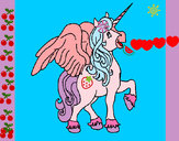 Disegno Unicorno con le ali  pitturato su persegada1
