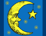 Disegno Luna e stelle  pitturato su glorialaur