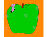Disegno Vermiciattolo nella frutta  pitturato su Bianca2009