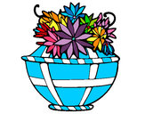 Disegno Paniere di fiori 11 pitturato su blake