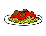 Disegno Spaghetti al ragù  pitturato su Federico2
